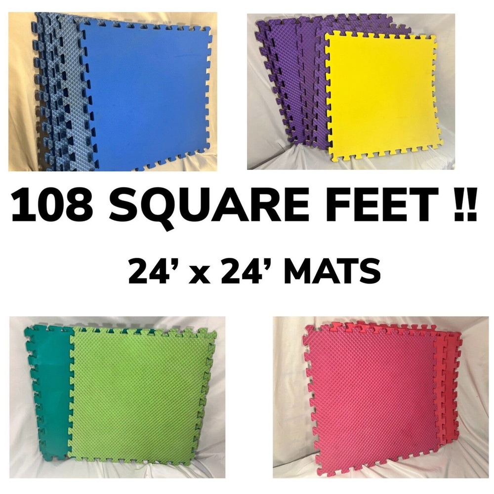 Foam Tiles Exercise Workout Mat Kids / Home Gym Green Purple Blue Red Puzzle